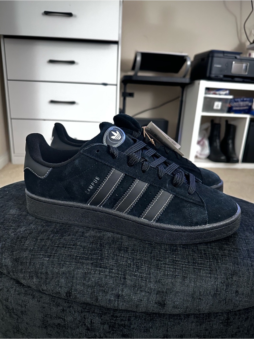 Adidas Black Suede Campus Low-Top Sneakers
